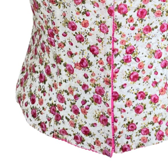 Dolce&Gabbana CORSET Pink Floral Bustier  D&G Denim Back Bustier Top Size Small - Picture 3 of 16